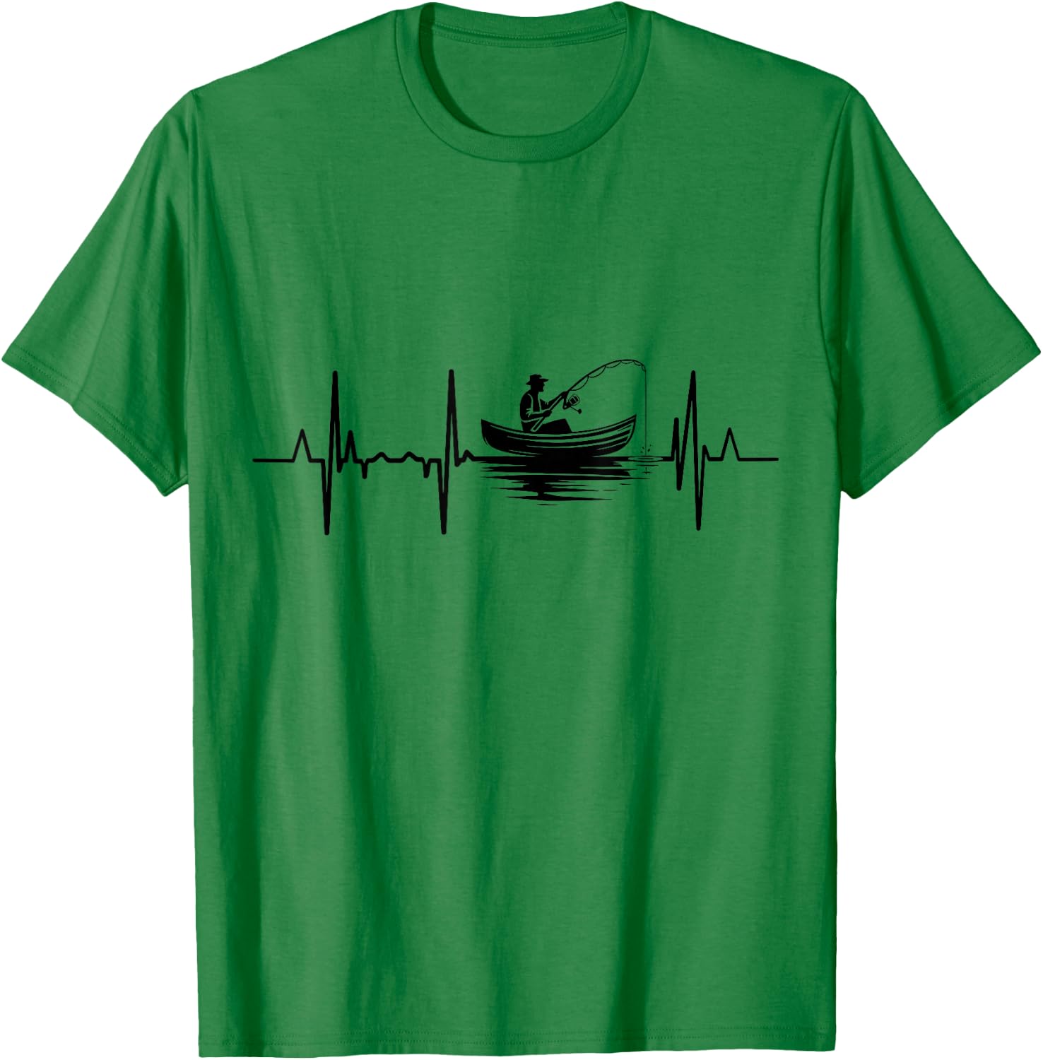 Fishing Pulse Line Angler Heartbeat T-Shirt - T-Shirt | Irish Green