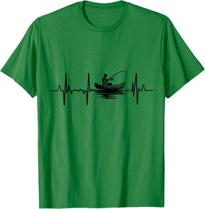 Fishing Pulse Line Angler Heartbeat T-Shirt - T-Shirt | Irish Green