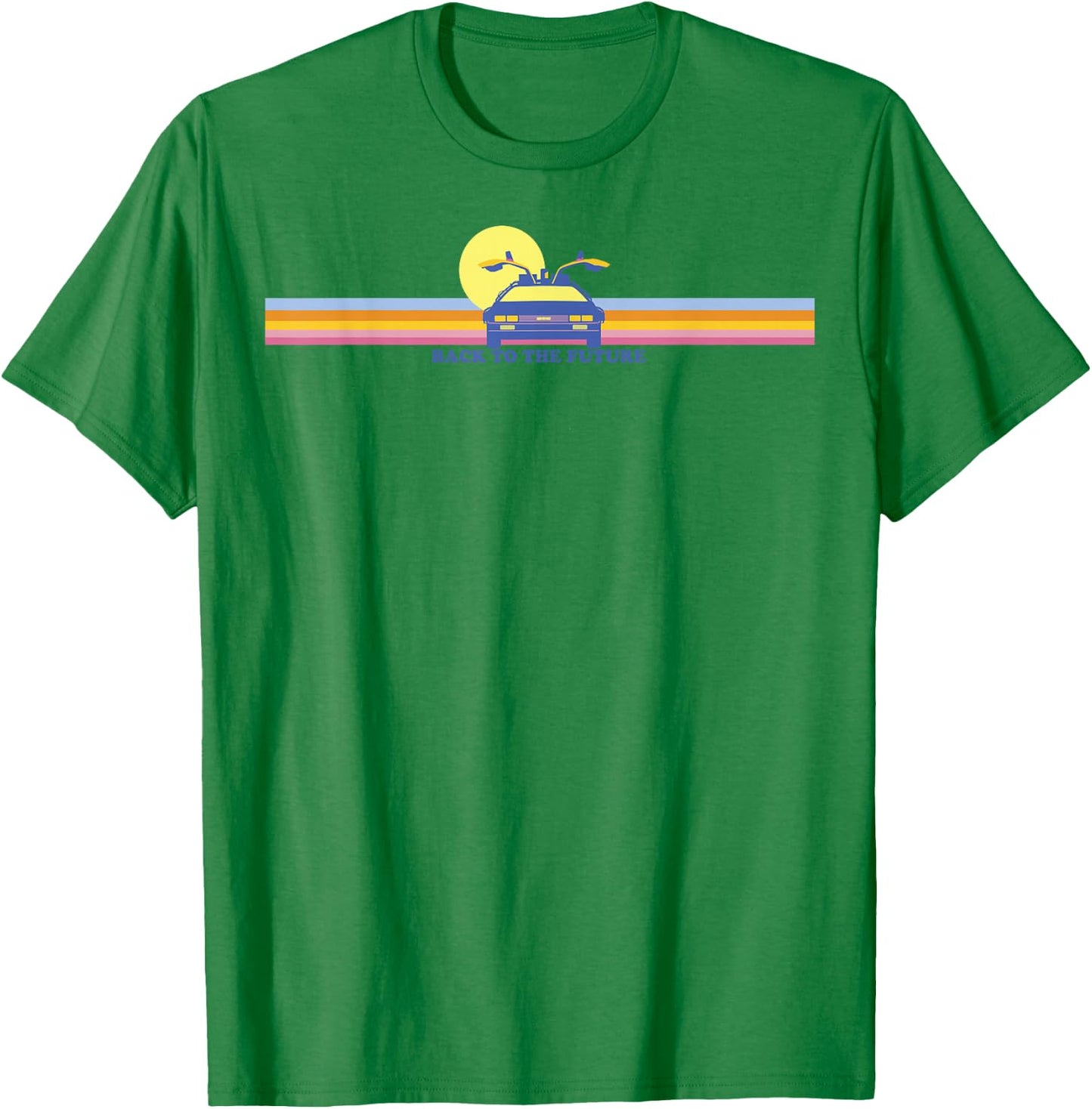 Zurück in die Zukunft, Delorean, Retro-Bruststreifen T-Shirt - T-Shirt | Irish Green