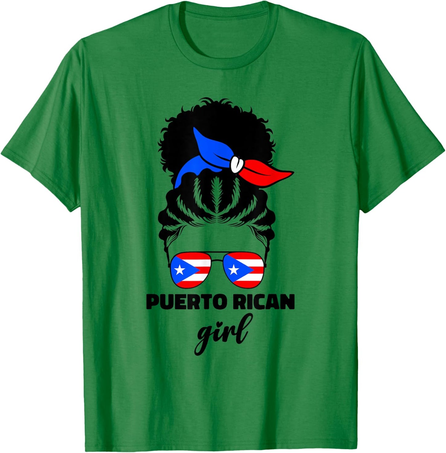 Afro Puerto Rican Girl African American Puerto Rico PR Flag T-Shirt - T-Shirt | Irish Green