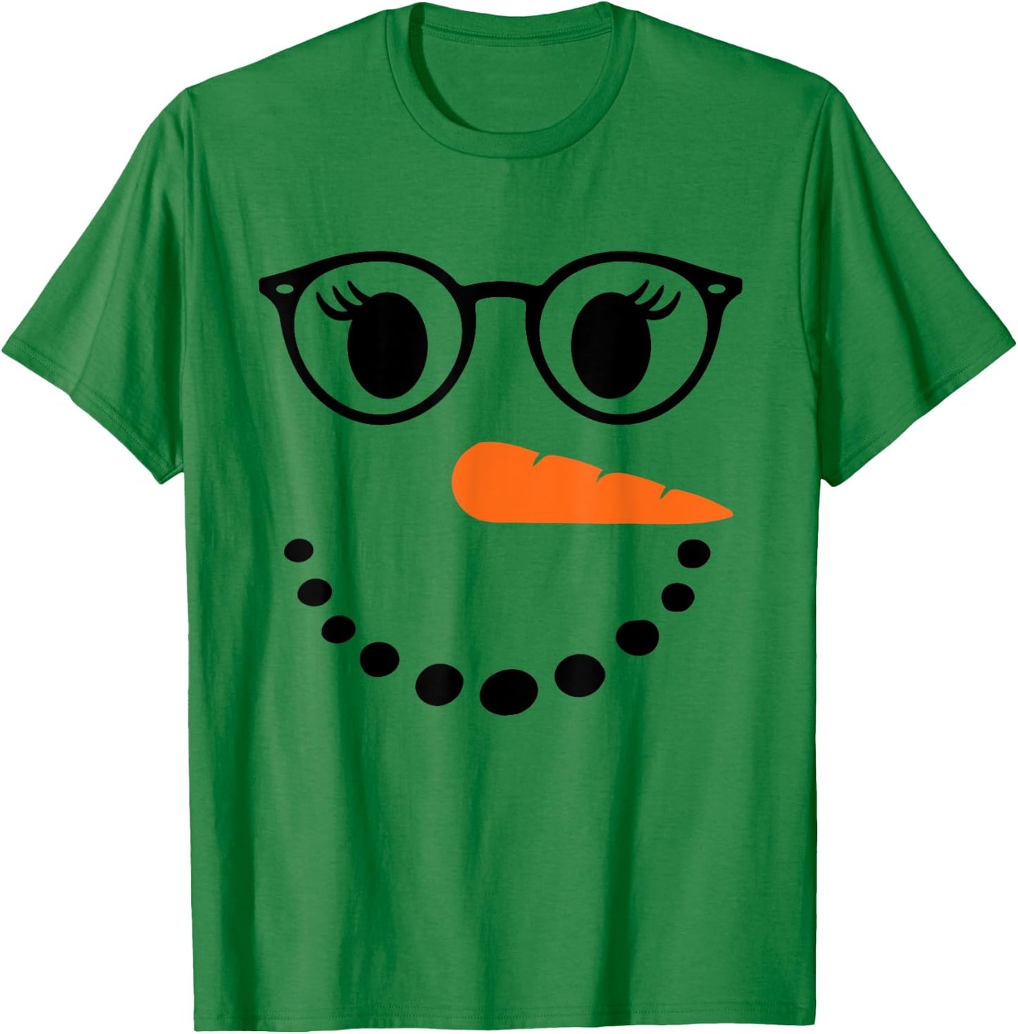 Eyelashes Girls Snowman Face Costume Girls Women Glasses T-Shirt - T-Shirt | Irish Green