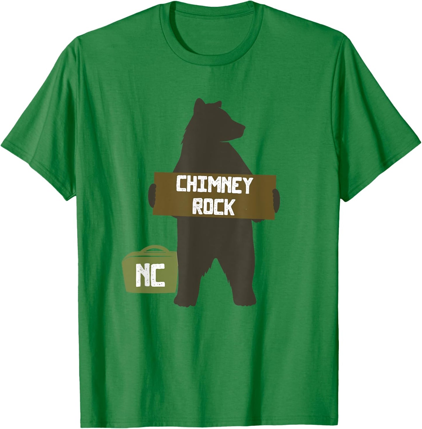 Chimney Rock North Carolina NC Cute Hitchhiking Bear T-Shirt - T-Shirt | Irish Green