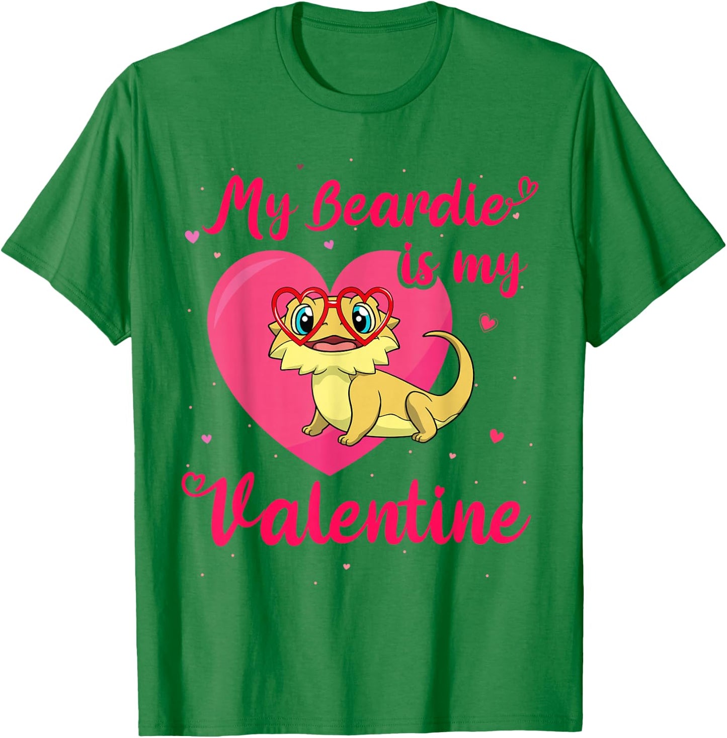Bearded Dragon Valentines Day Beardie Cute Lizard Valentine T-Shirt - T-Shirt | Irish Green