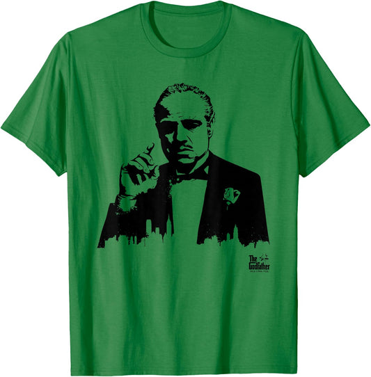 The Godfather Don Vito Corleone City Skyline Silhouette T-Shirt - T-Shirt | Irish Green