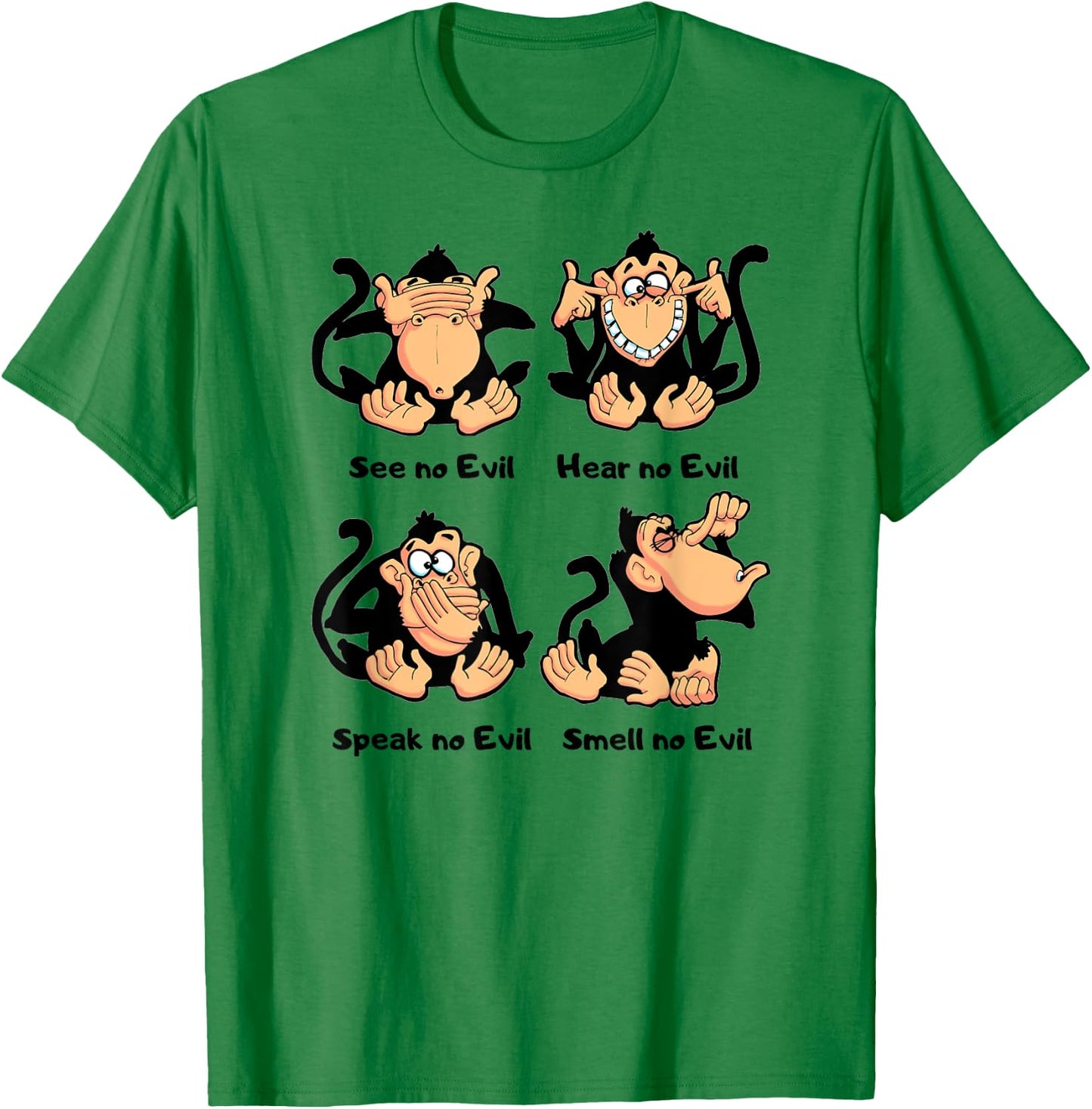 4 Wise Monkeys T-Shirt - T-Shirt | Irish Green