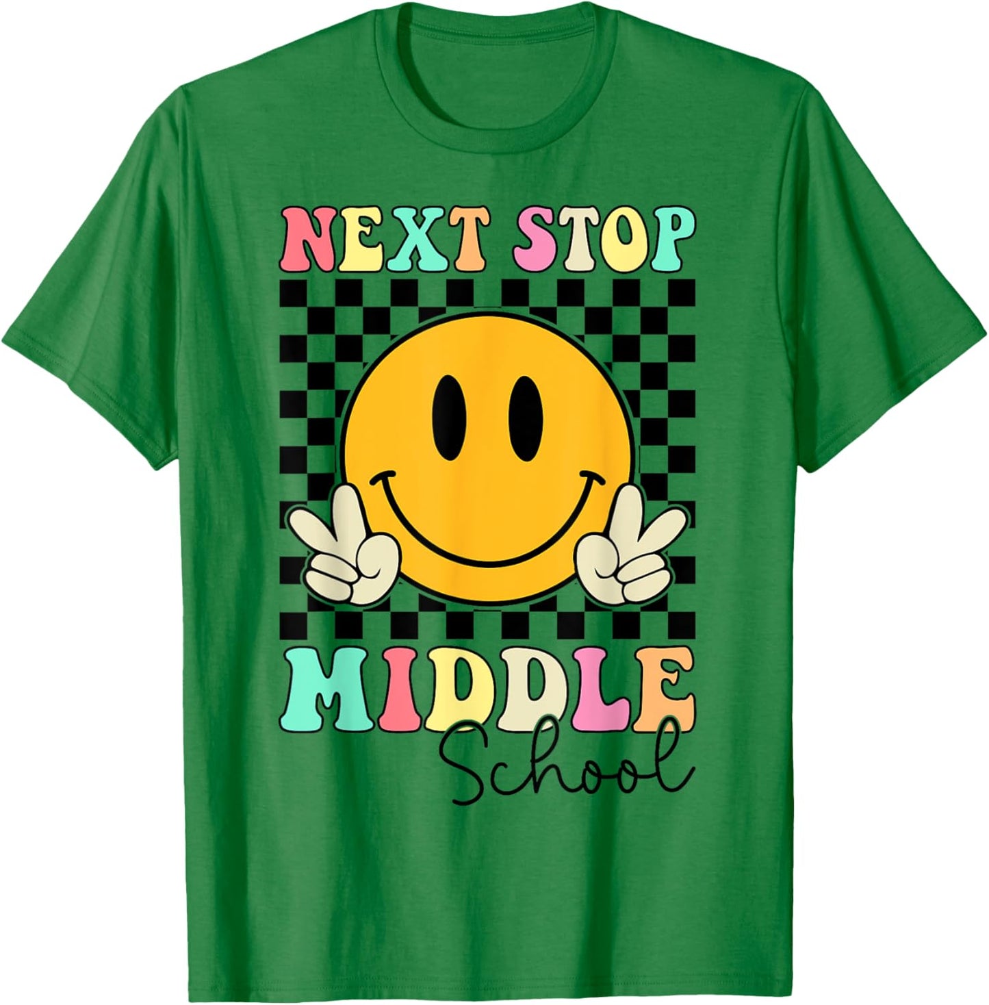 Groovy Next Stop Middle School Elementary School Graduation T-Shirt - T-Shirt | Irish Green