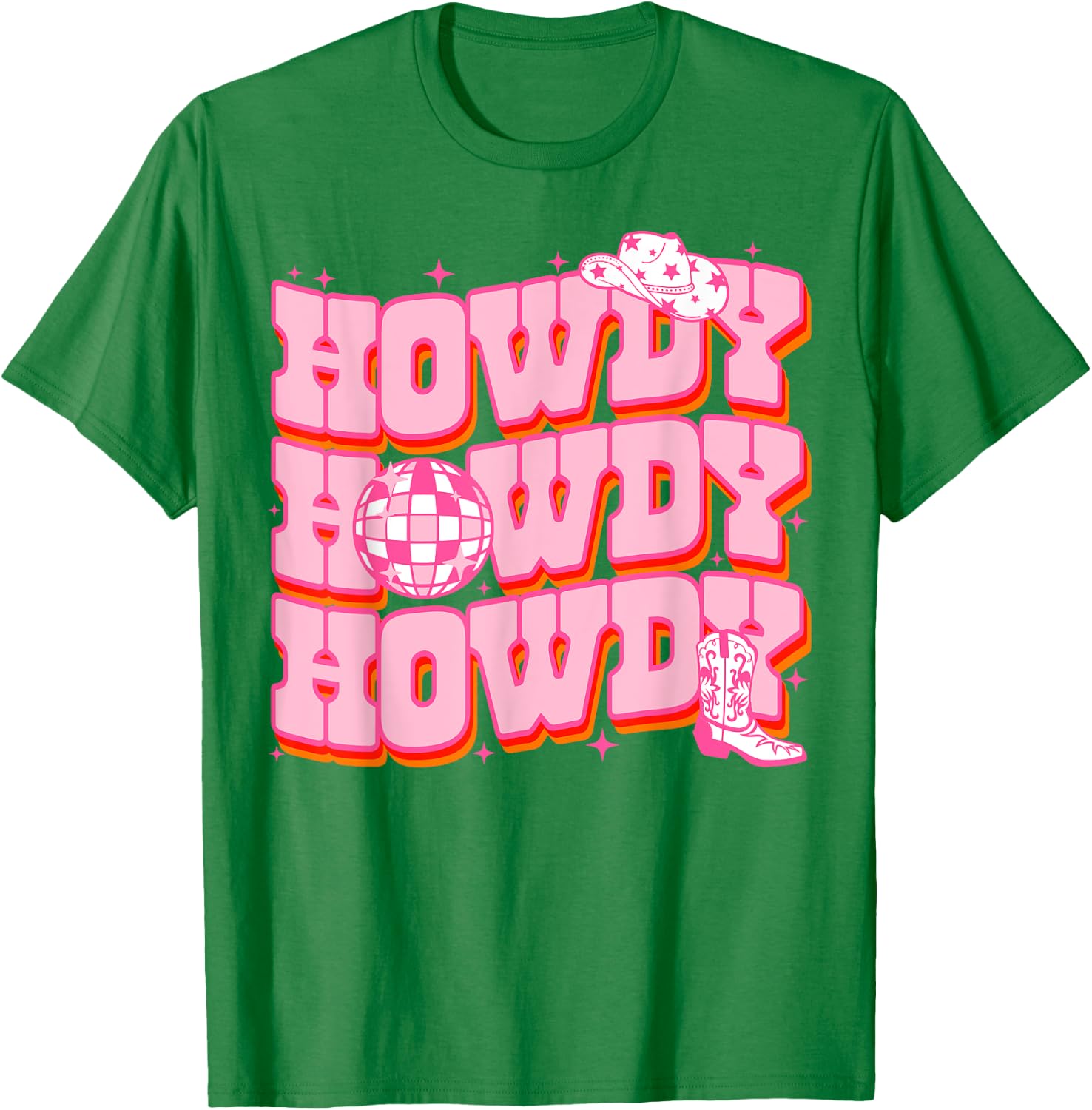 Howdy Southern Western Girl Country Rodeo Pink Cowgirl Disco T-Shirt - T-Shirt | Irish Green