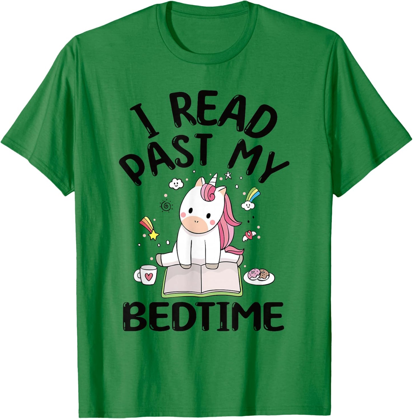 I Read Past My Bedtime Reading Unicorn Book Lover T-Shirt - T-Shirt | Irish Green