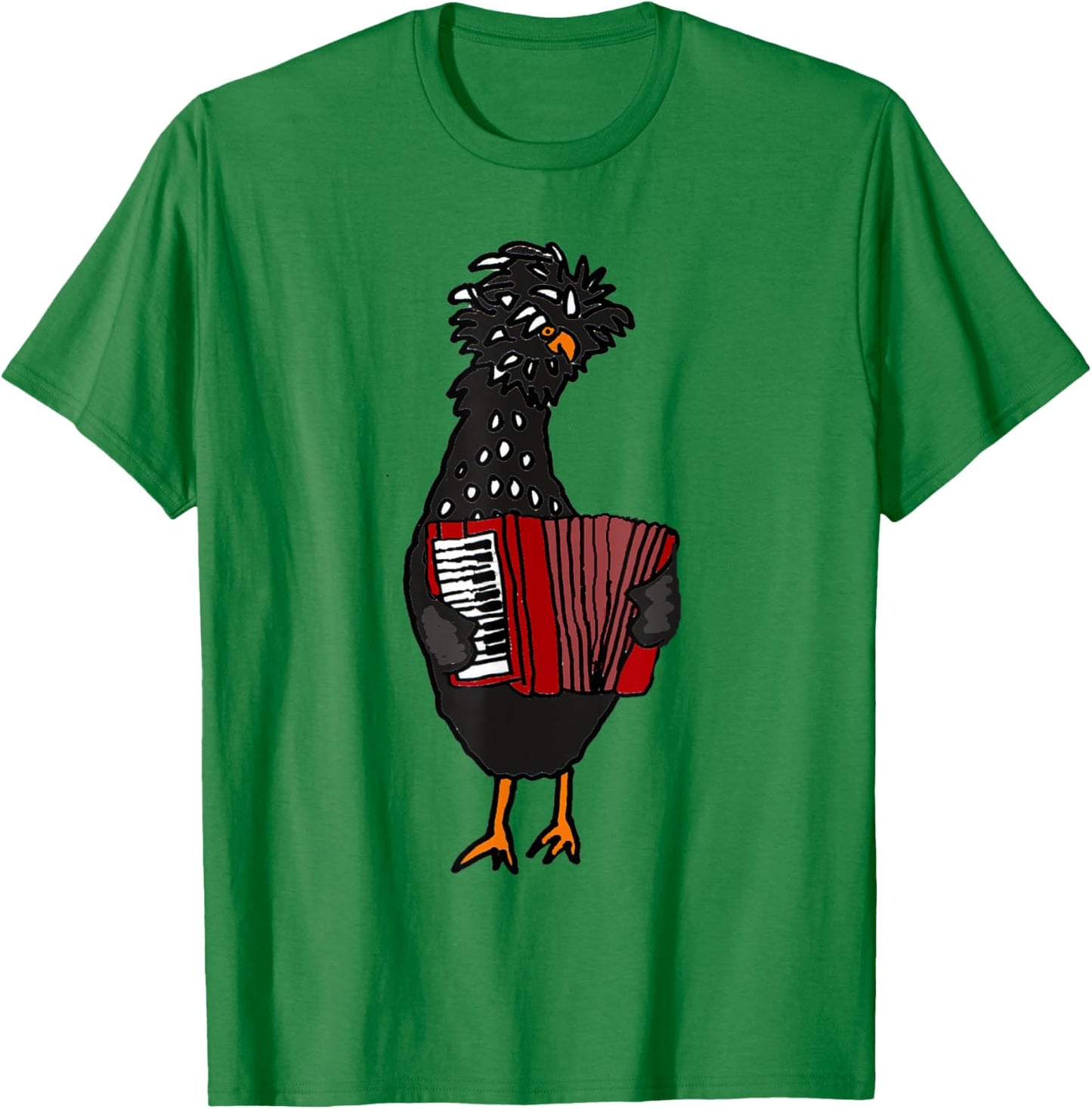 Smiletodaytees Fun Polish Chicken Playing Accordion T-Shirt - T-Shirt | Irish Green