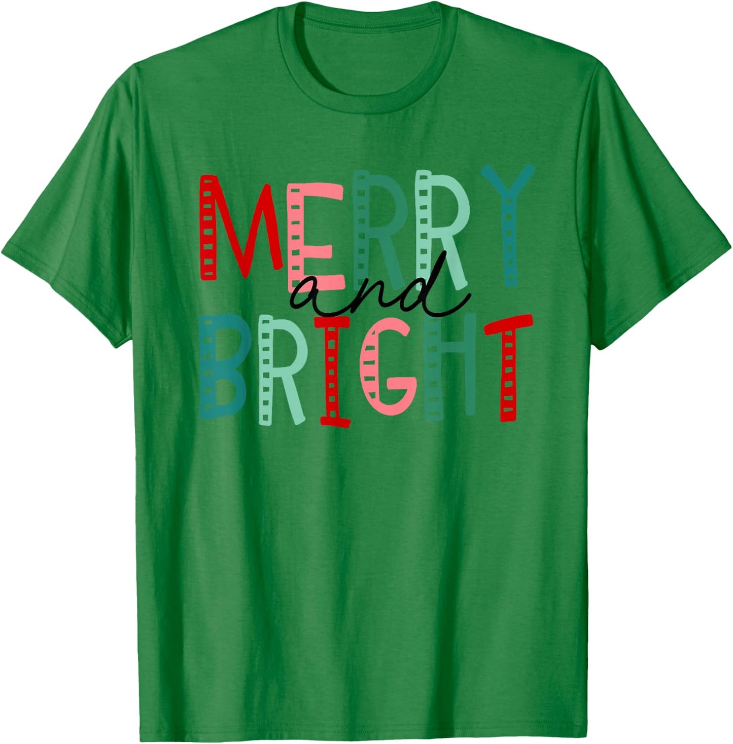Merry and Bright Christmas Women Girls Kids Toddlers Cute T-Shirt - T-Shirt | Irish Green