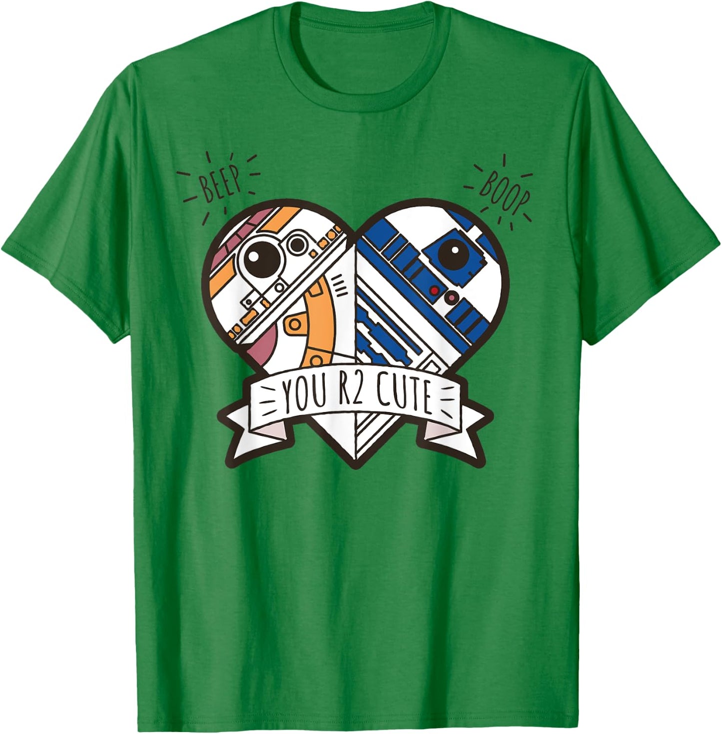 Star Wars R2-D2 BB-8 Droid Heart Valentine's Day T-Shirt - T-Shirt | Irish Green