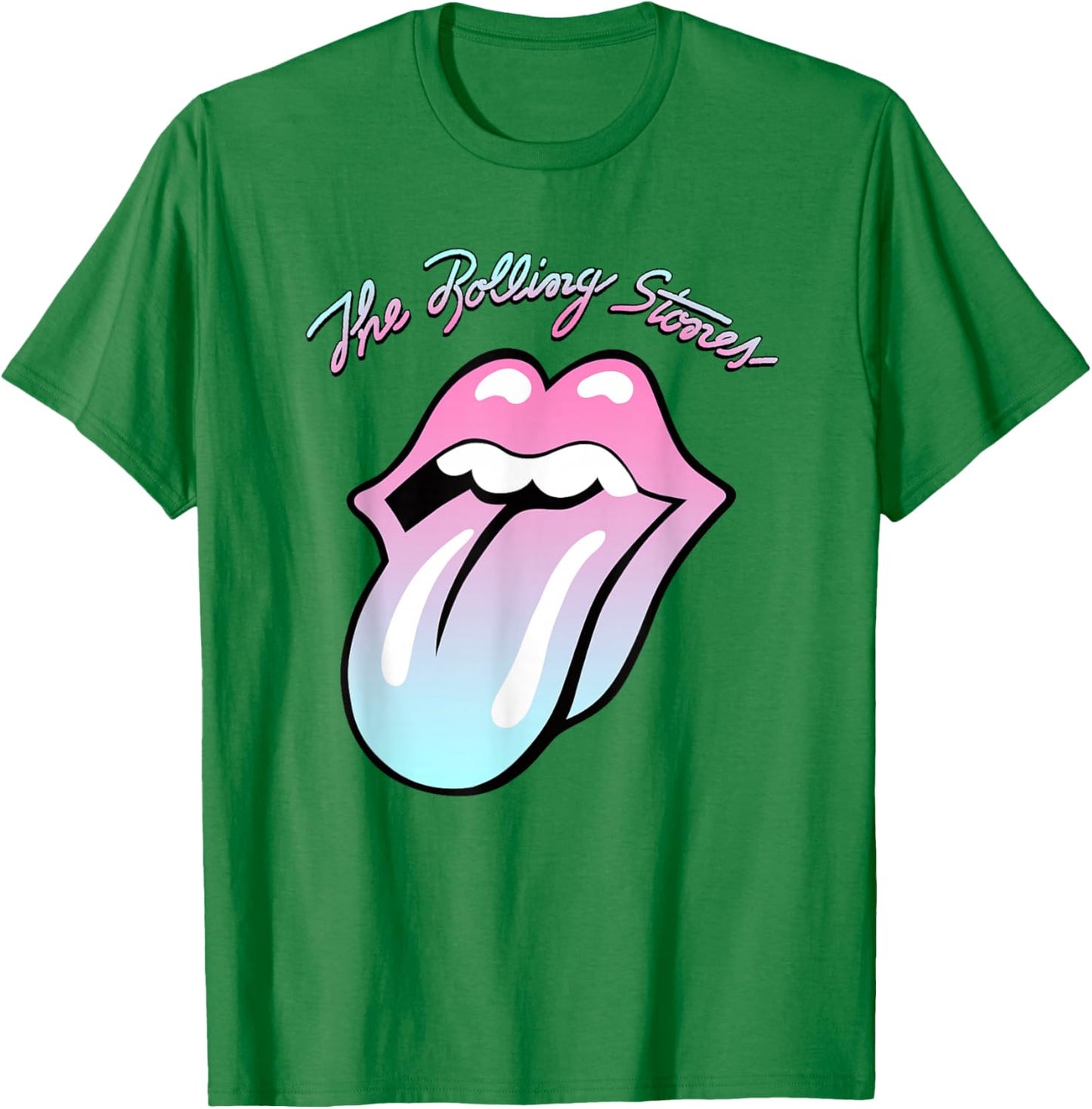 Official Rolling Stones Gradient Tongue , White T-Shirt - T-Shirt | Irish Green