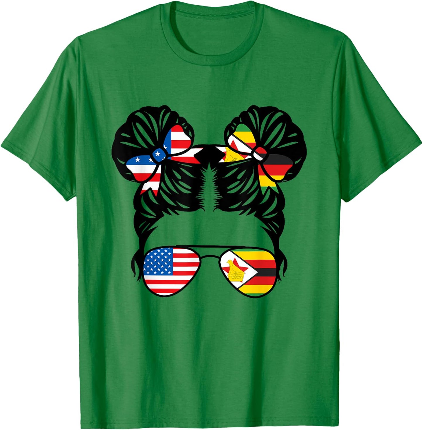 Half American Zimbabwean Girl USA Zimbabwe Flag Patriot T-Shirt - T-Shirt | Irish Green