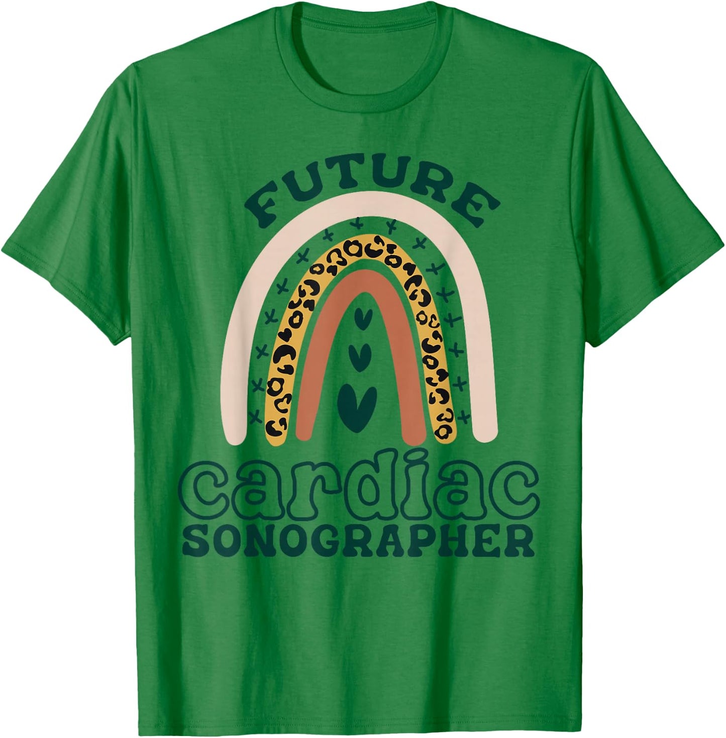 Future Cardiac Sonographer Tech Boho Rainbow Leopard Cute T-Shirt - T-Shirt | Irish Green