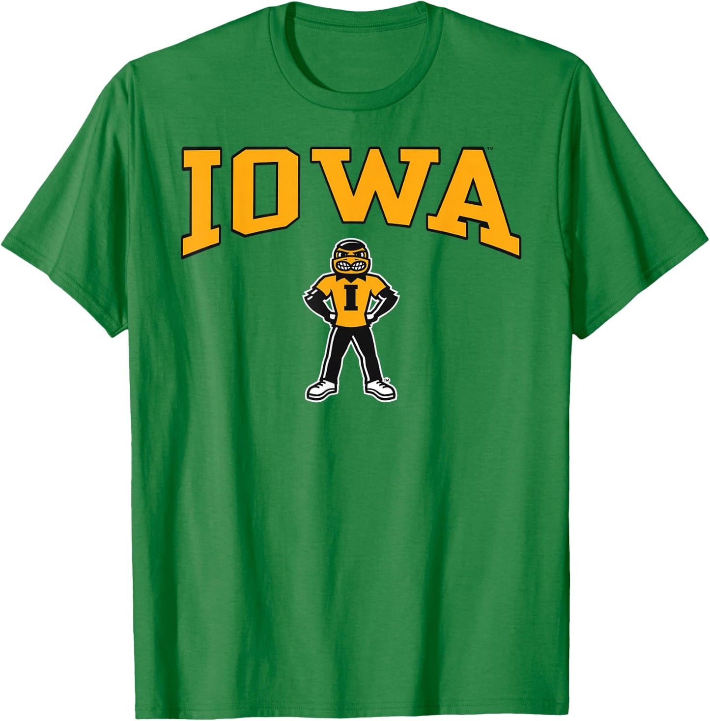 Iowa Hawkeyes Herky the Hawk Gray Officially Licensed T-Shirt - T-Shirt | Irish Green