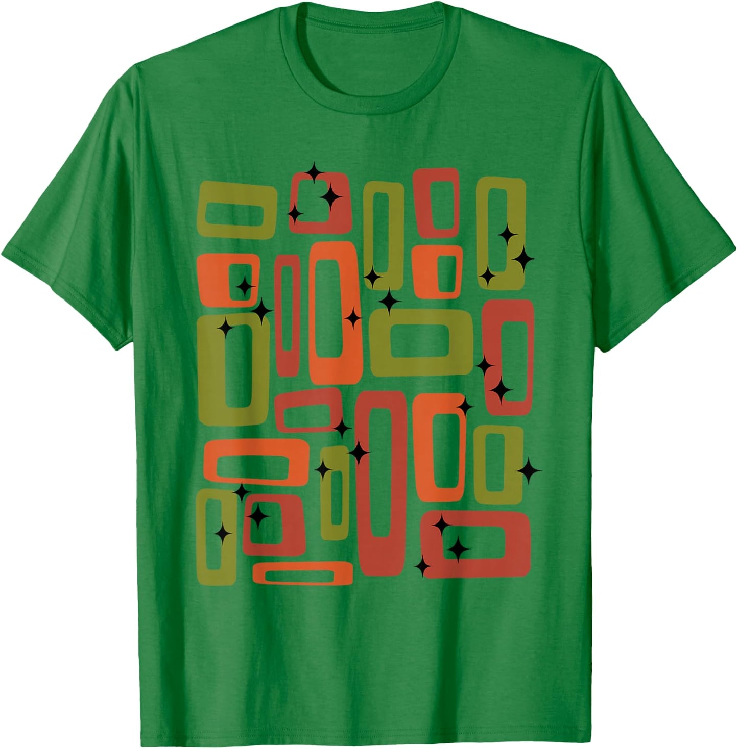 Midcentury Mid Century Retro Abstract Geometric Olive Green T-Shirt - T-Shirt | Irish Green