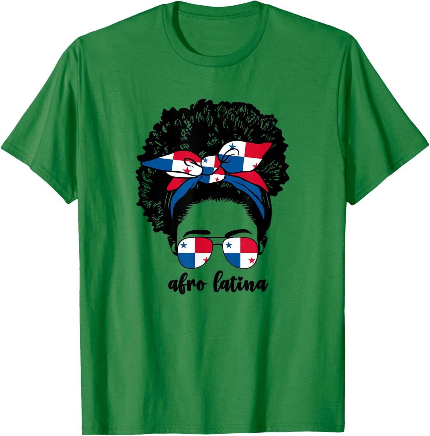 Black Afro Latina Panamanian Girl Women Panama Flag Panameña T-Shirt - T-Shirt | Irish Green