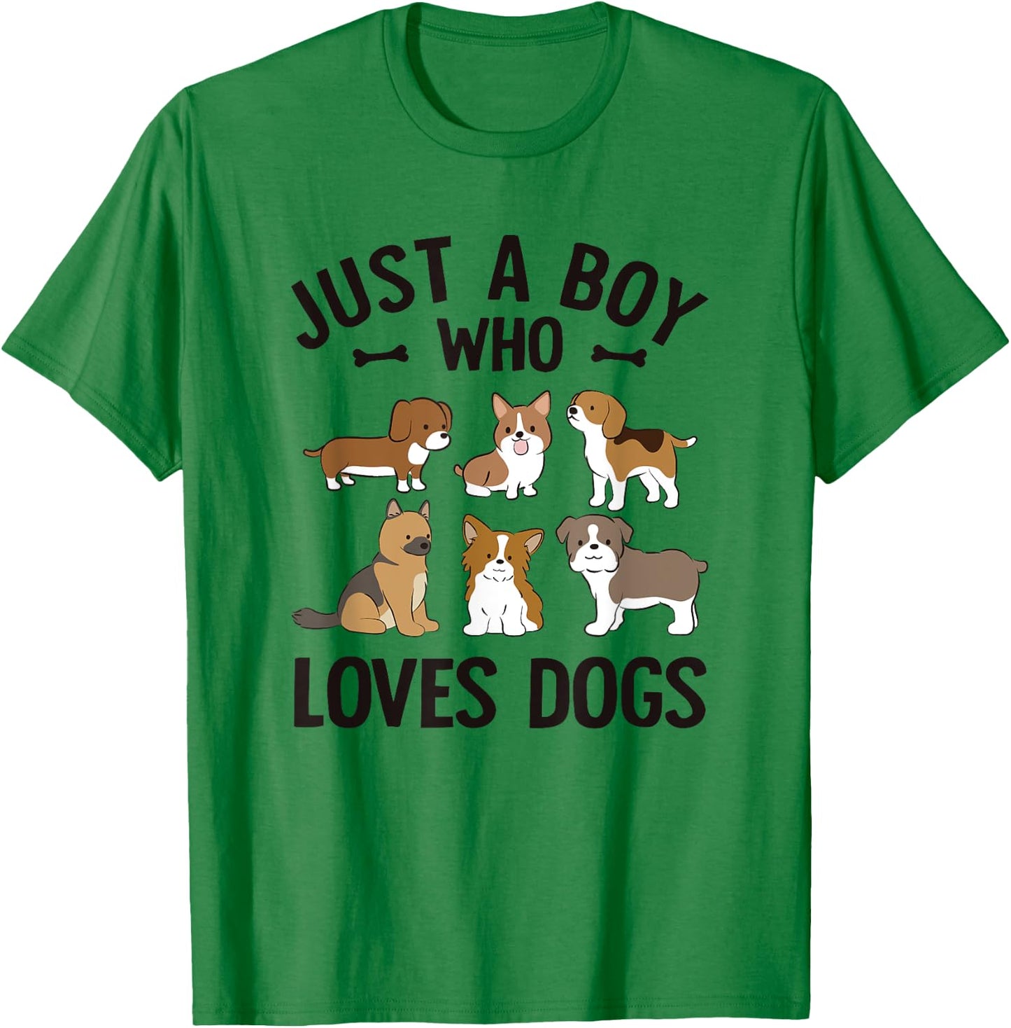 Just A Boy Who Loves Dogs Boys Toddler Puppy Dog Lover T-Shirt - T-Shirt | Irish Green