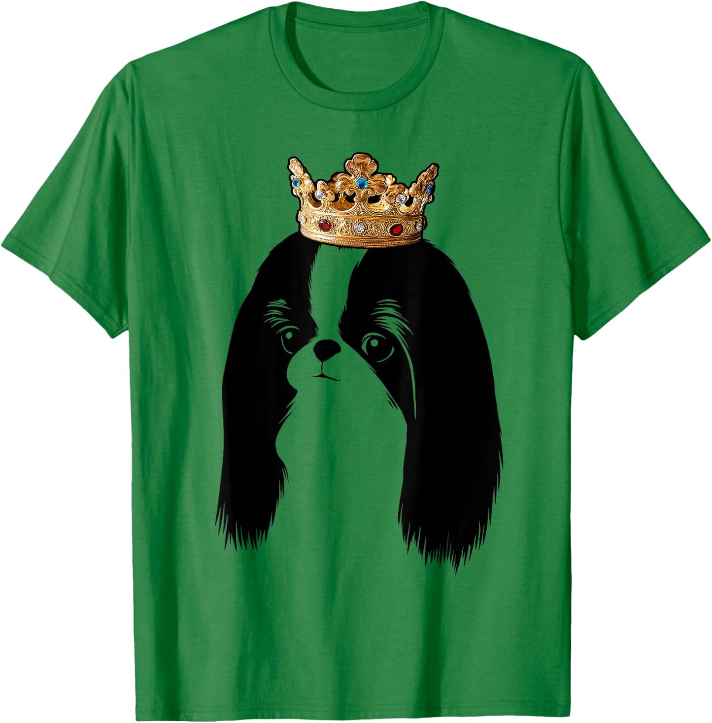Japanese Chin Dog Wearing Crown Women Kids T-Shirt - T-Shirt | Irish Green