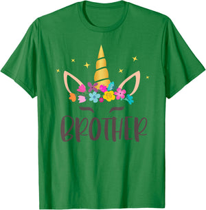 Brother Unicorn Floral Birthday Matching T-Shirt - T-Shirt | Irish Green