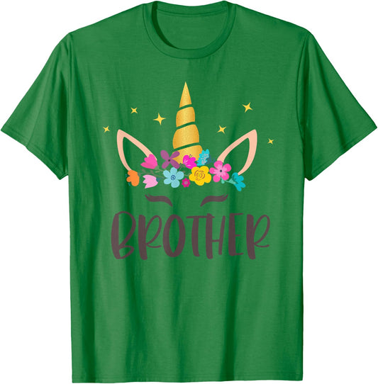 Brother Unicorn Floral Birthday Matching T-Shirt - T-Shirt | Irish Green
