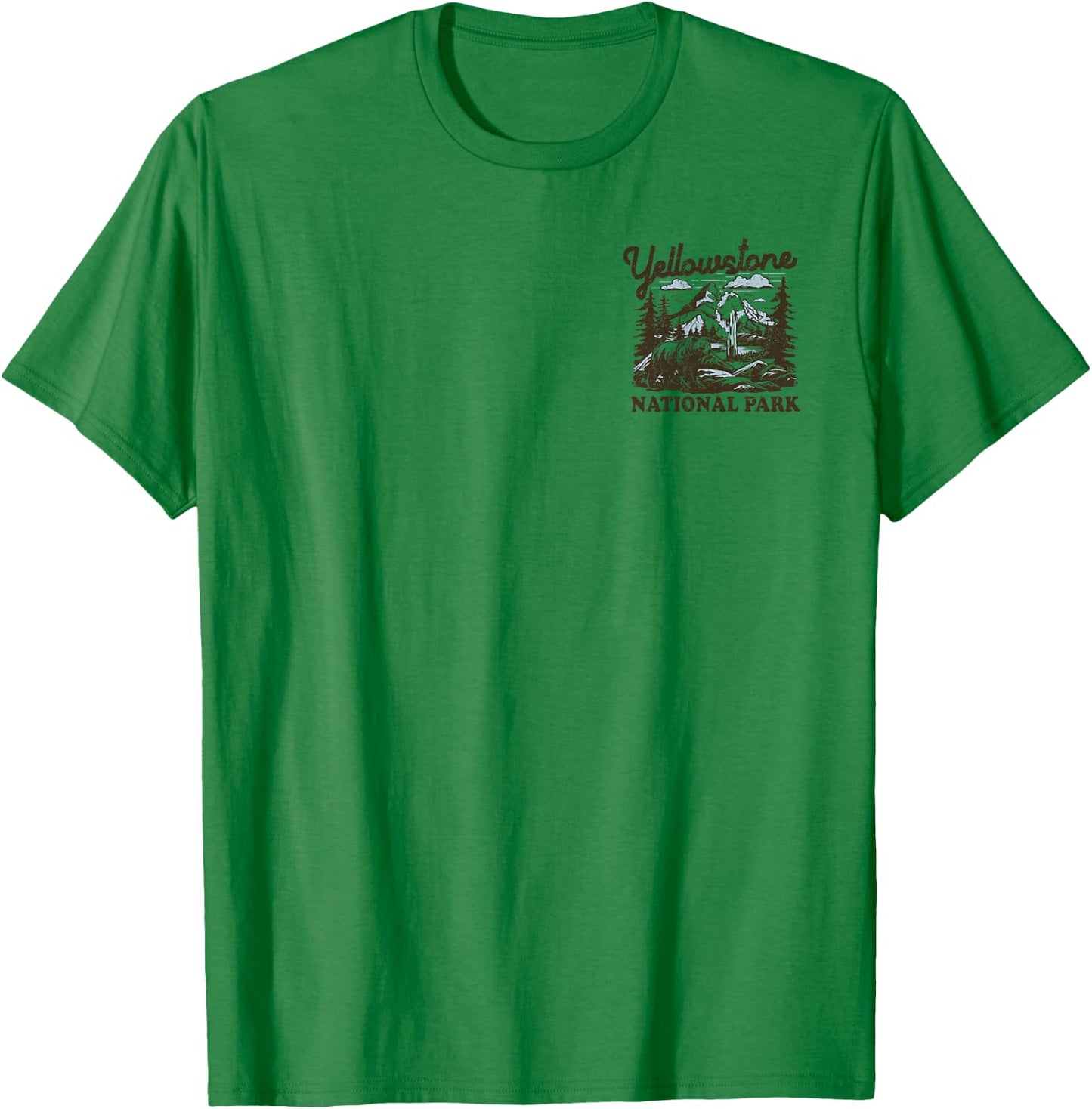 Yellowstone National Park Front and Back T-Shirt - T-Shirt | Irish Green