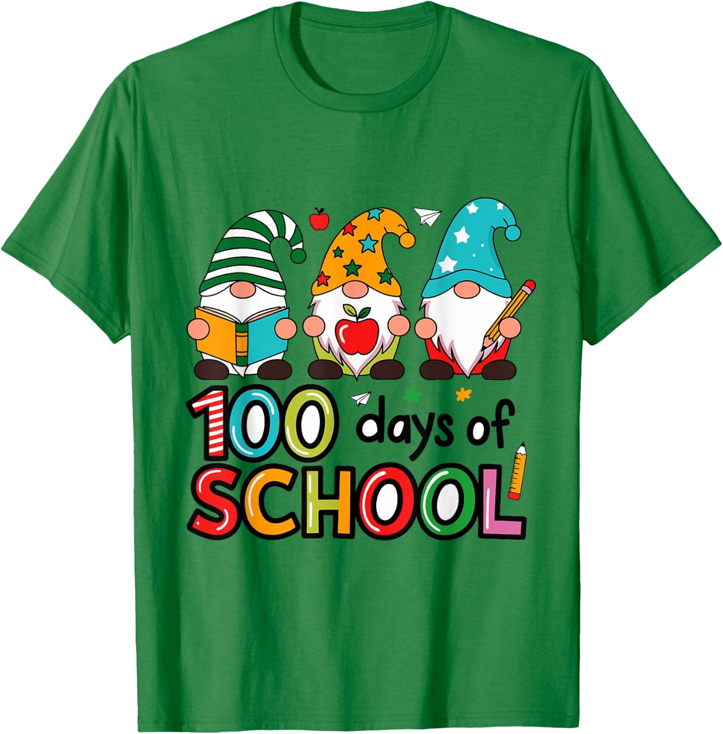 100th Day Of School Gnome Teachers Students 100 Days T-Shirt - T-Shirt | Irish Green