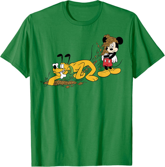 Disney Mickey And Friends Mickey & Pluto Digging T-Shirt - T-Shirt | Irish Green