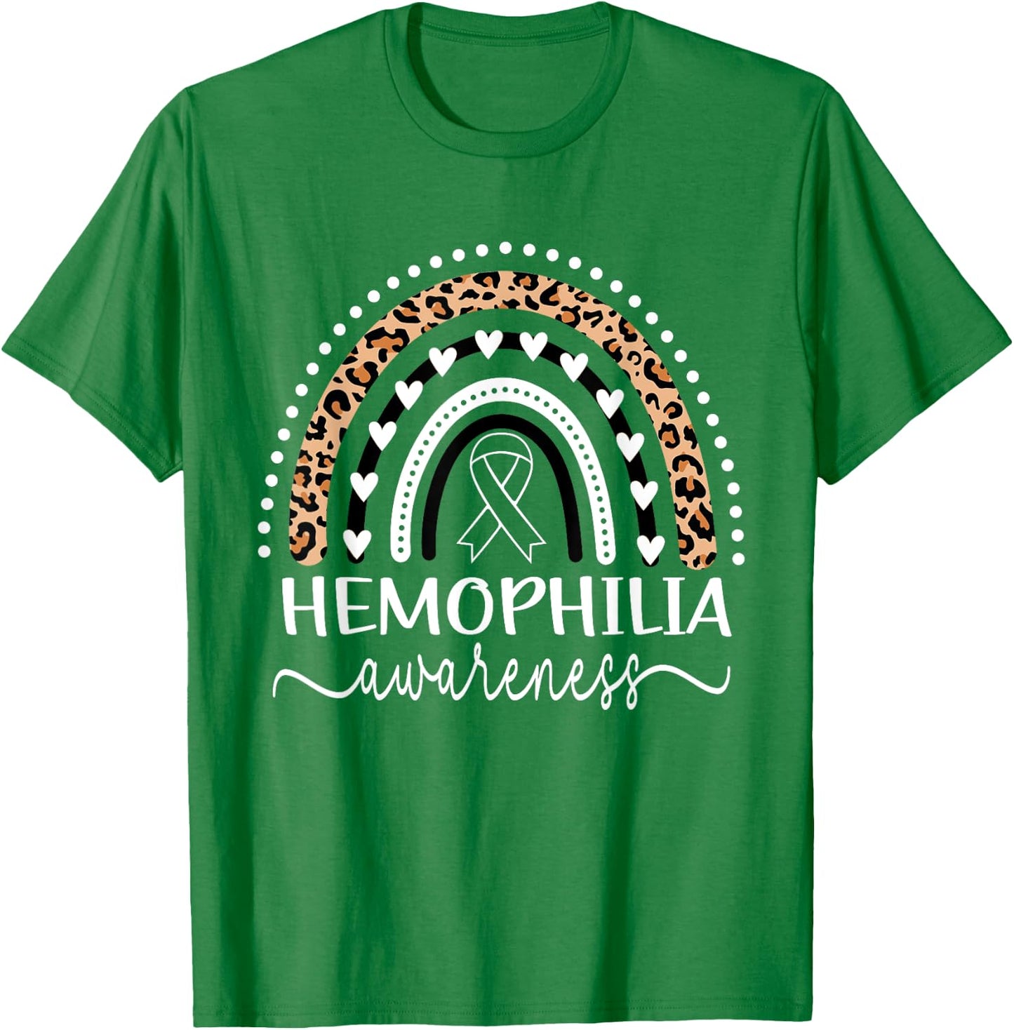 Hemophilia Awareness Wear Red Leopard Rainbow T-Shirt - T-Shirt | Irish Green