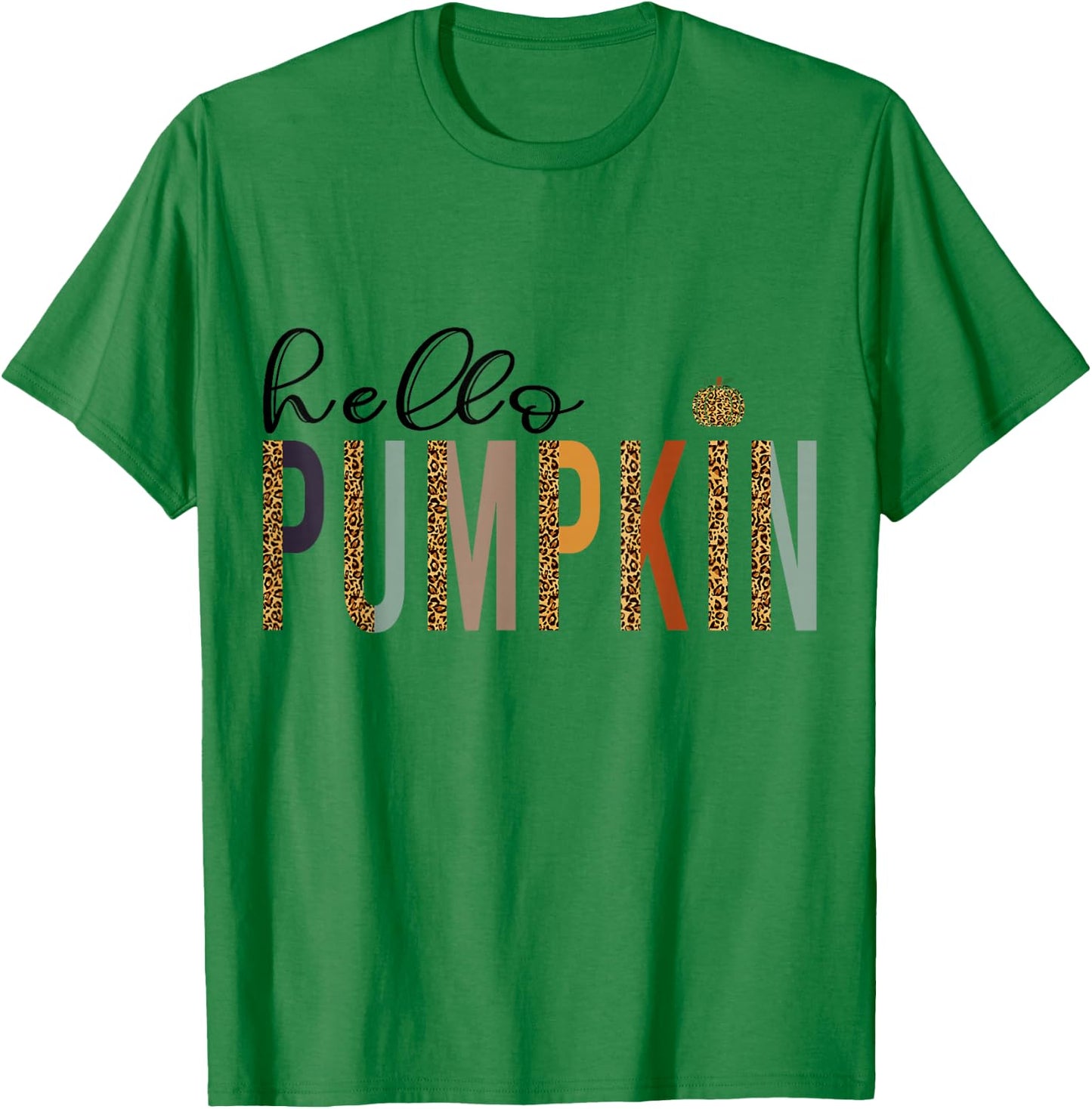 Leopard Pumpkin Hello Pumpkin Graphic Fall Halloween Costume T-Shirt - T-Shirt | Irish Green