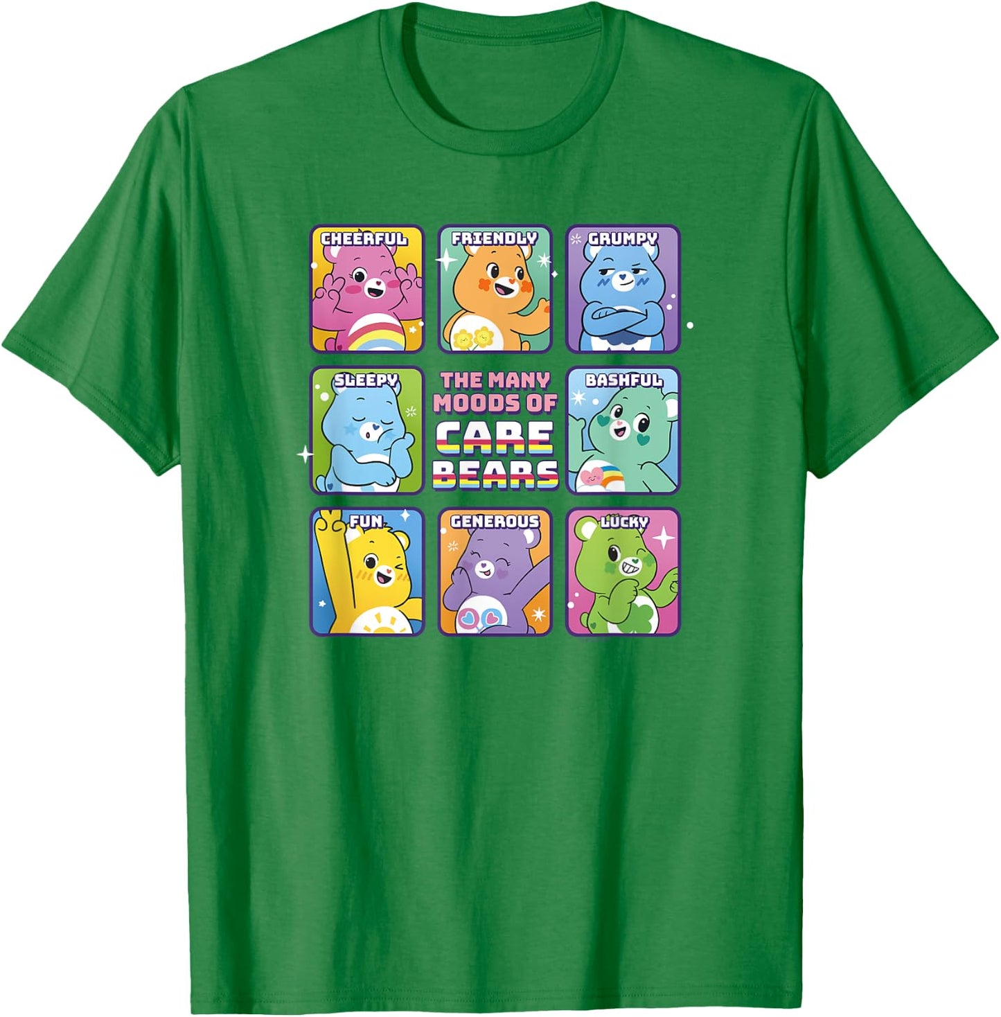 Care Bears Vintage Classic The Many Moods Of Care Bears , white, S T-Shirt - T-Shirt | Irish Green