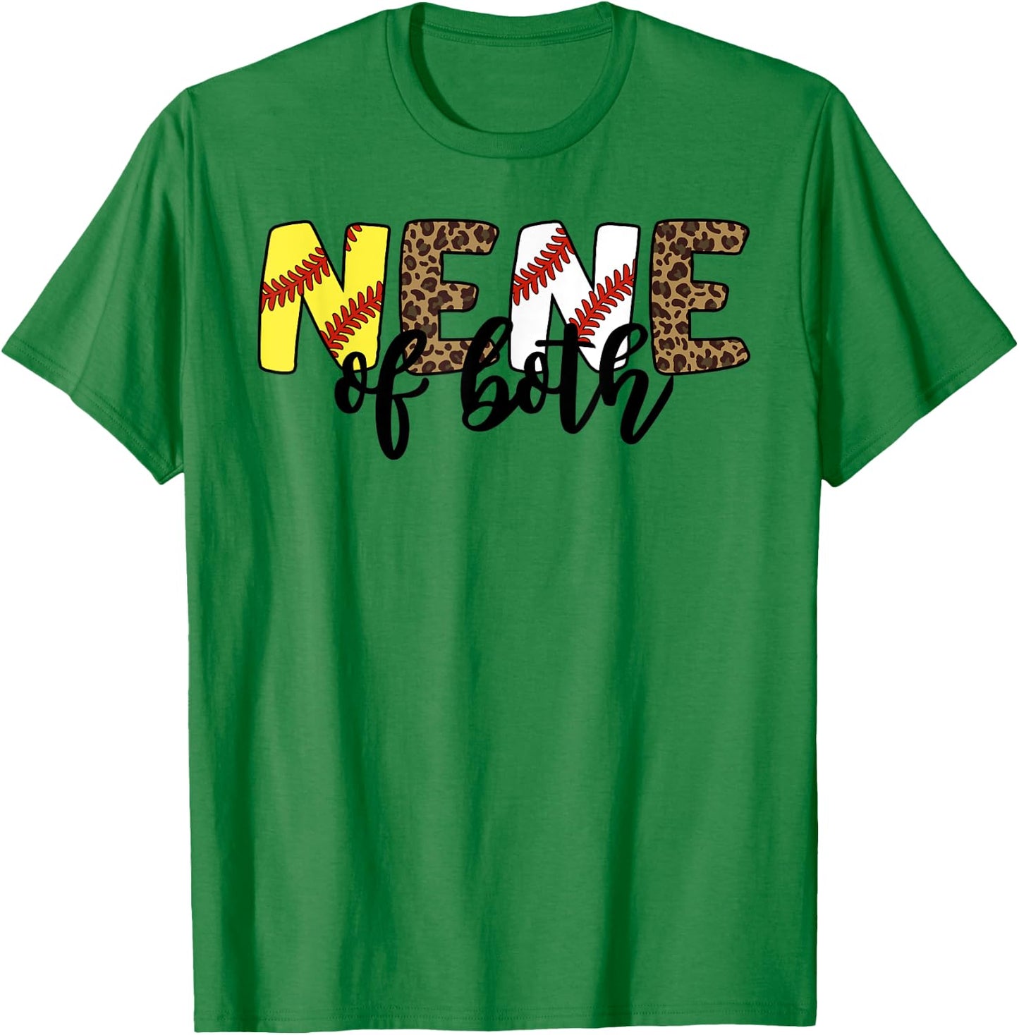 Leopard Nene Of Both Baseball Softball Grandma Mother's Day T-Shirt - T-Shirt | Irish Green