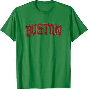 Boston Massachusetts MA Athletisches Sportdesign im Vintage-Stil T-Shirt - T-Shirt | Irish Green