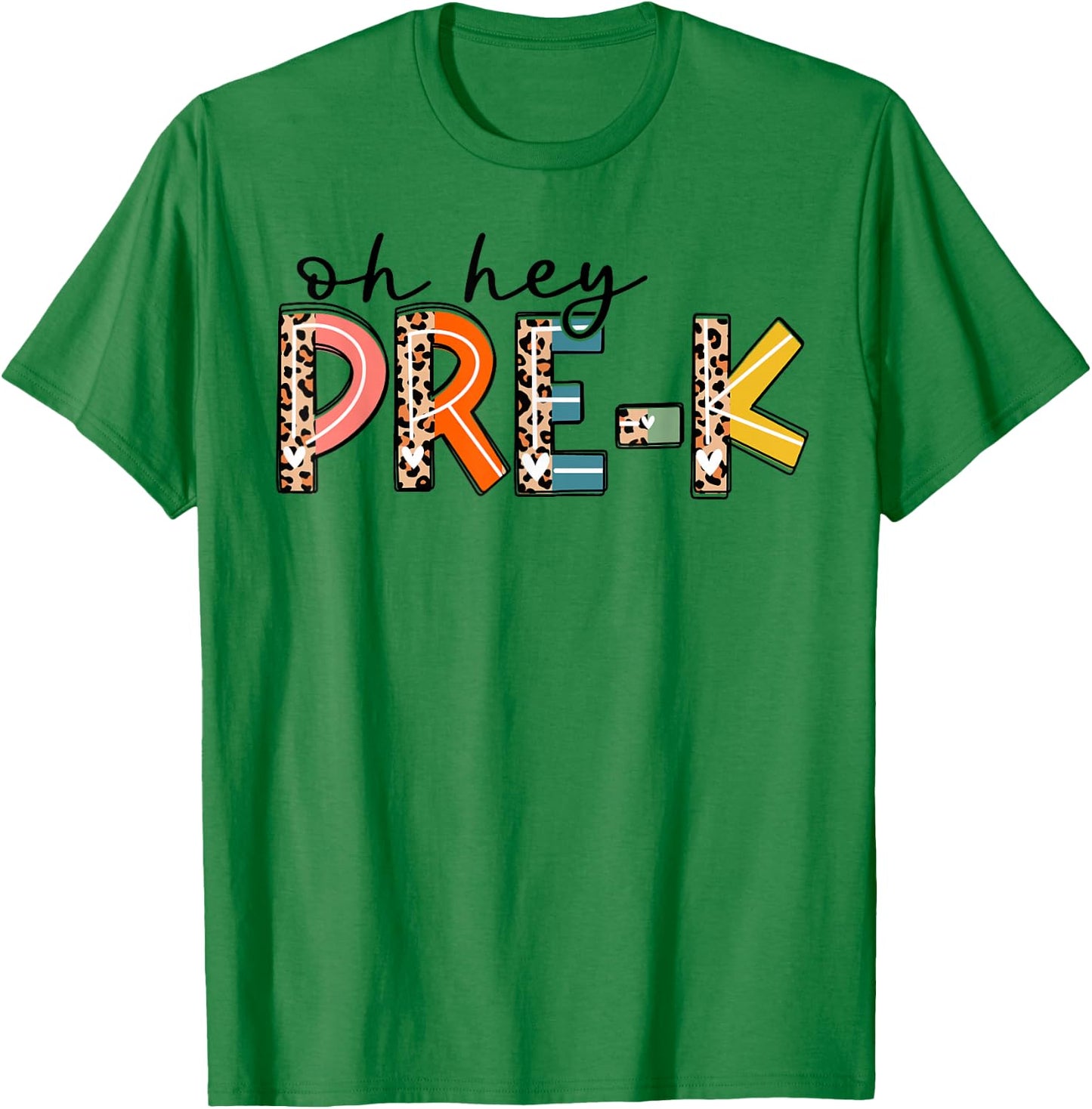 Back To School Oh Hey Pre-K Leopard Teachers Student T-Shirt - T-Shirt | Irish Green
