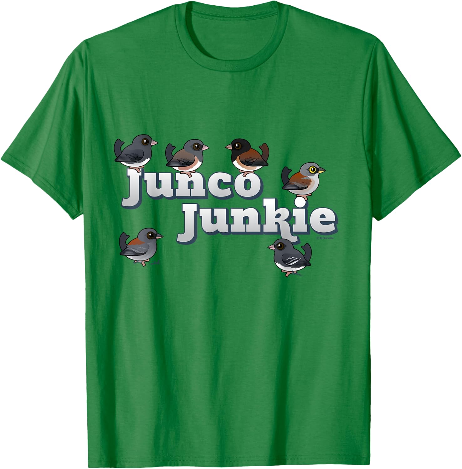 Cute Cartoon Junco Junkie Birdorable Birds Dark-eyed Juncos T-Shirt - T-Shirt | Irish Green