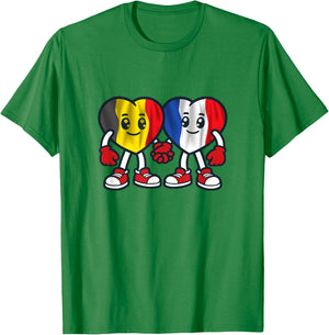 Hearts Of Friendship France And Belgium T-Shirt - T-Shirt | Irish Green