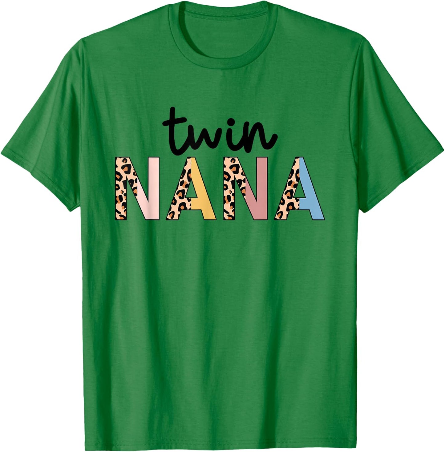 Twin Nana Leopard Grandma Nana Of Twins T-Shirt - T-Shirt | Irish Green