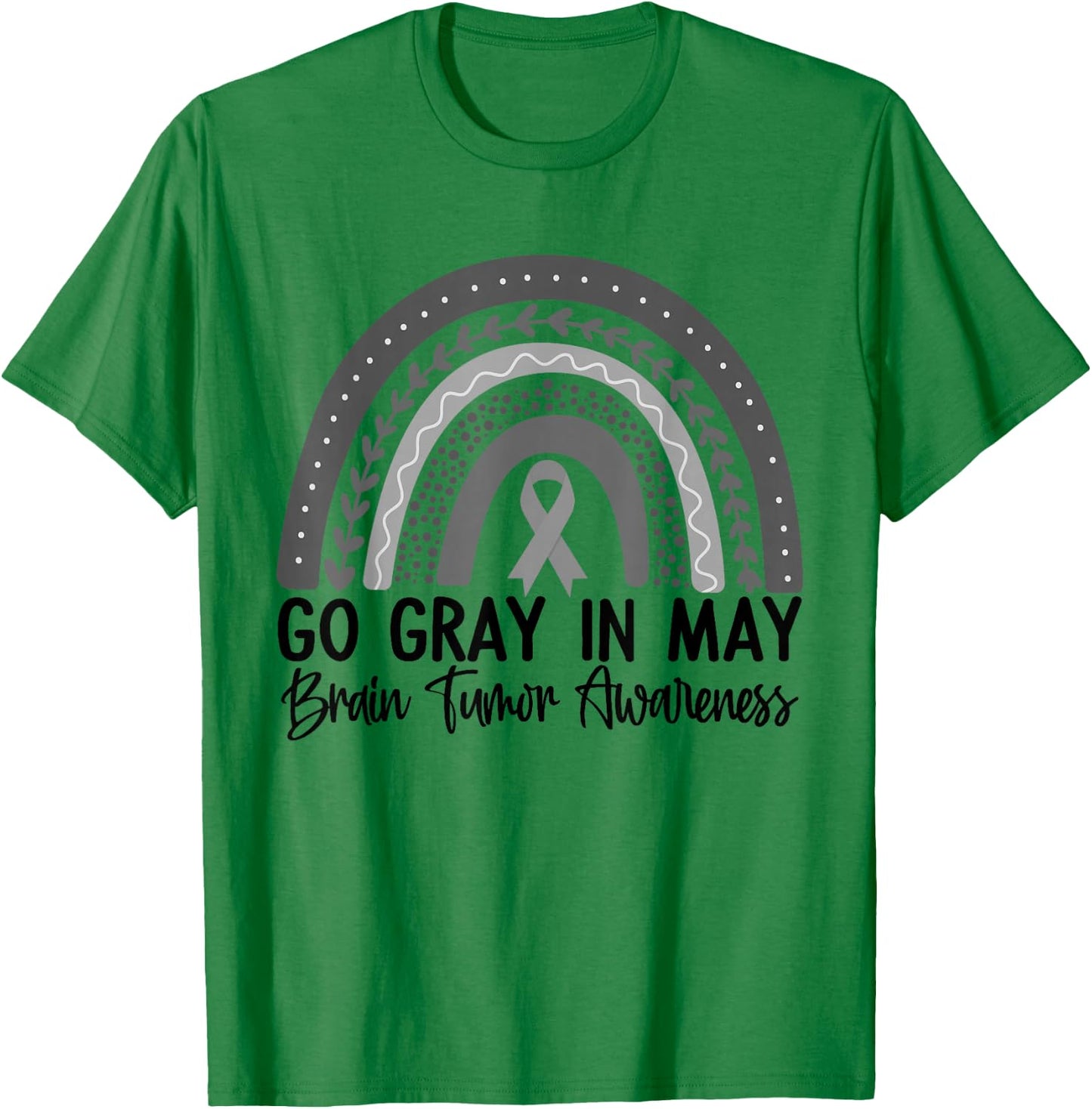 Go Gray In May Shirt Rainbow Brain Cancer Tumor Awareness T-Shirt - T-Shirt | Irish Green