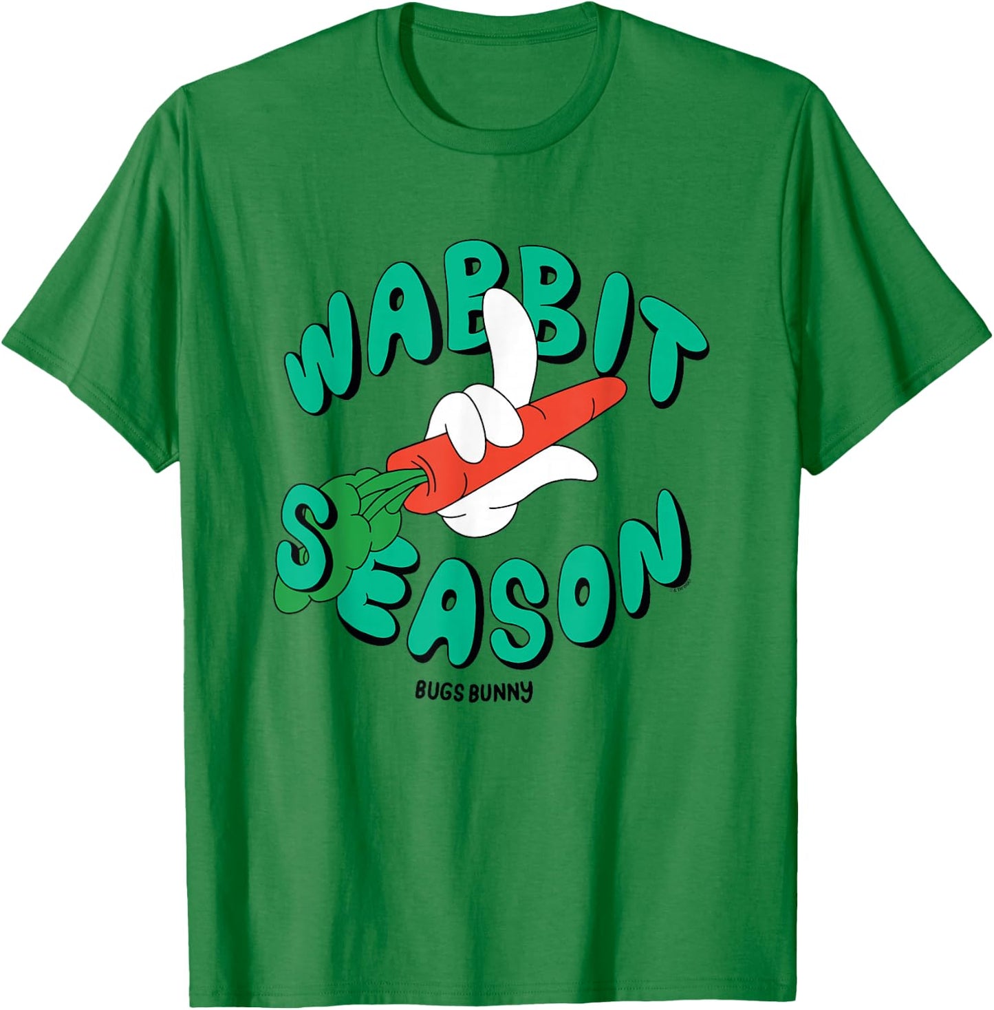 Looney Tunes Wabbit Season Bugs Bunny Carrot Logo T-Shirt - T-Shirt | Irish Green