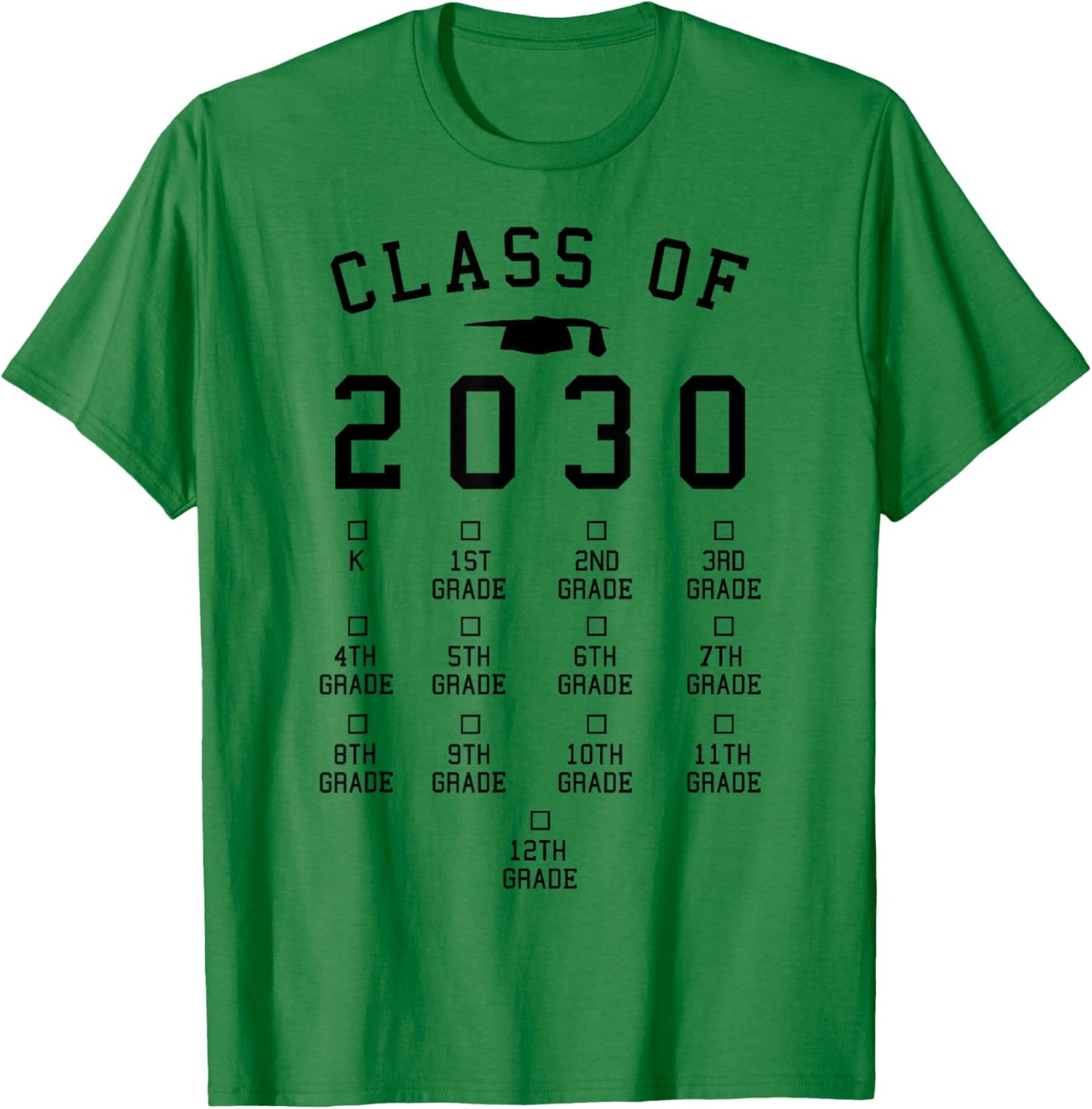 Class of 2030 Grow with me shirt with space for checkmarks T-Shirt - T-Shirt | Irish Green