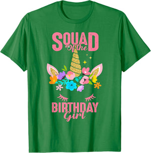 Squad of the Birthday Girl Unicorn Birthday Party Matching T-Shirt - T-Shirt | Irish Green