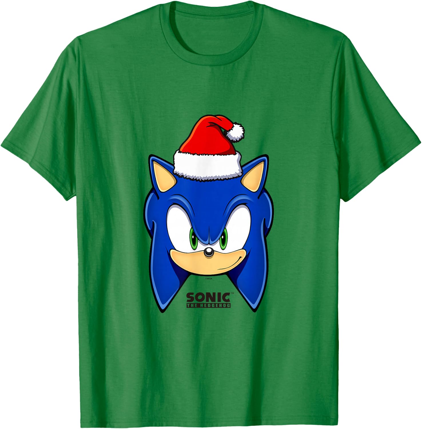 Sonic The Hedgehog Christmas Sonic With Santa Hat T-Shirt - T-Shirt | Irish Green