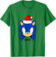 Sonic The Hedgehog Christmas Sonic With Santa Hat T-Shirt - T-Shirt | Irish Green