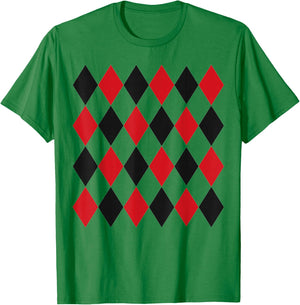 Harlequin Red Black Pattern , White T-Shirt - T-Shirt | Irish Green