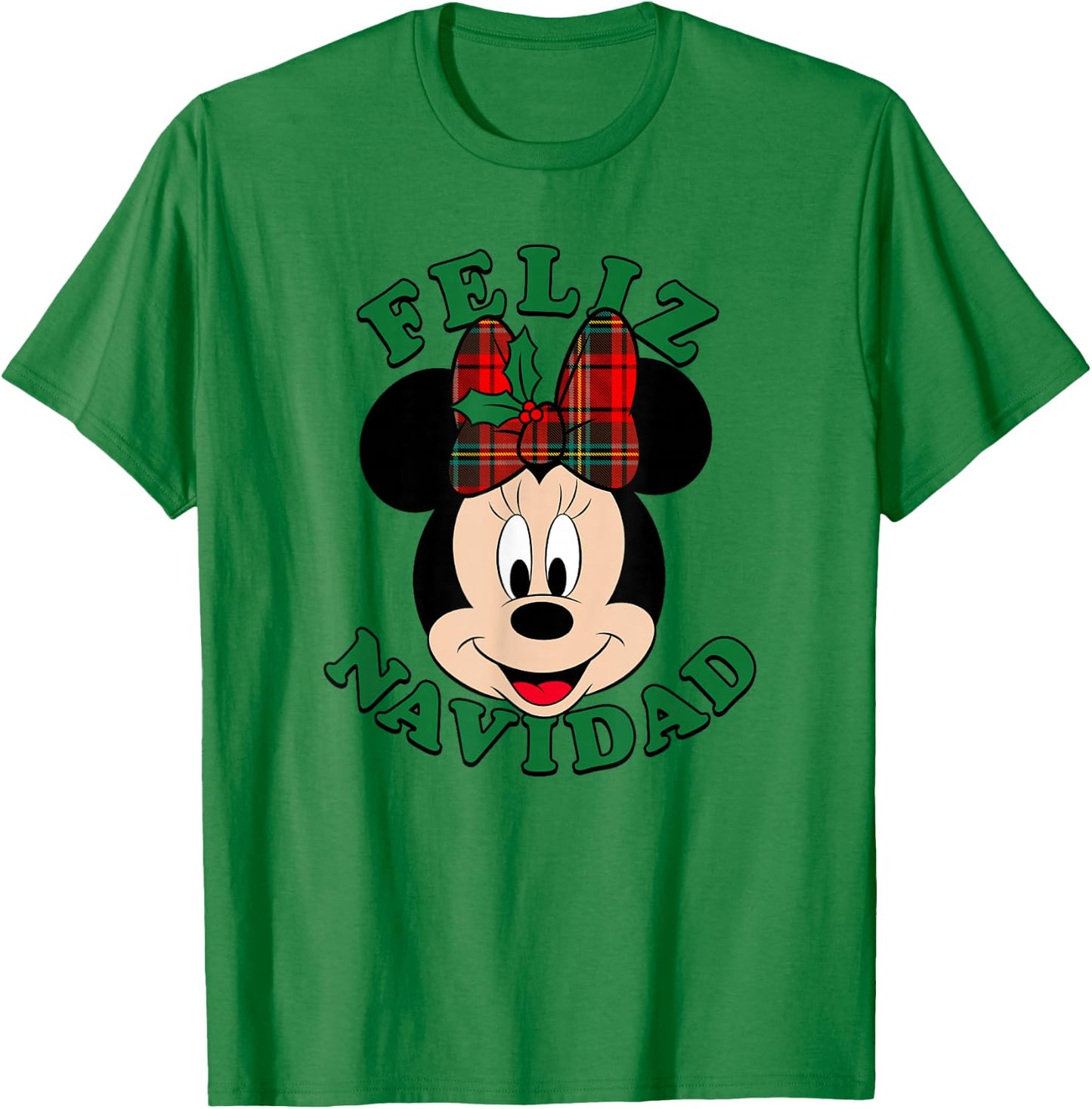 Disney Christmas Minnie Mouse Bow Feliz Navidad T-Shirt - T-Shirt | Irish Green