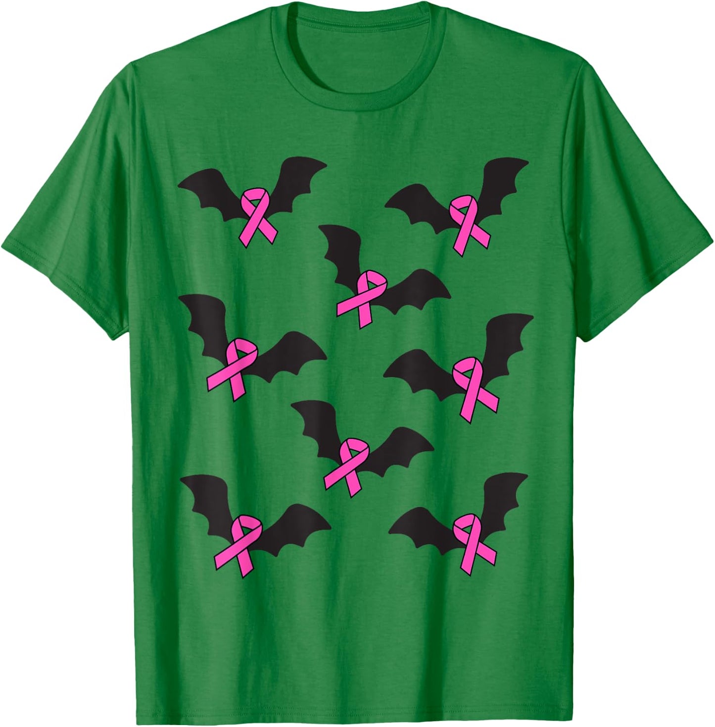 Pink Ribbon Breast Cancer Awareness Halloween Bats Women Men T-Shirt - T-Shirt | Irish Green