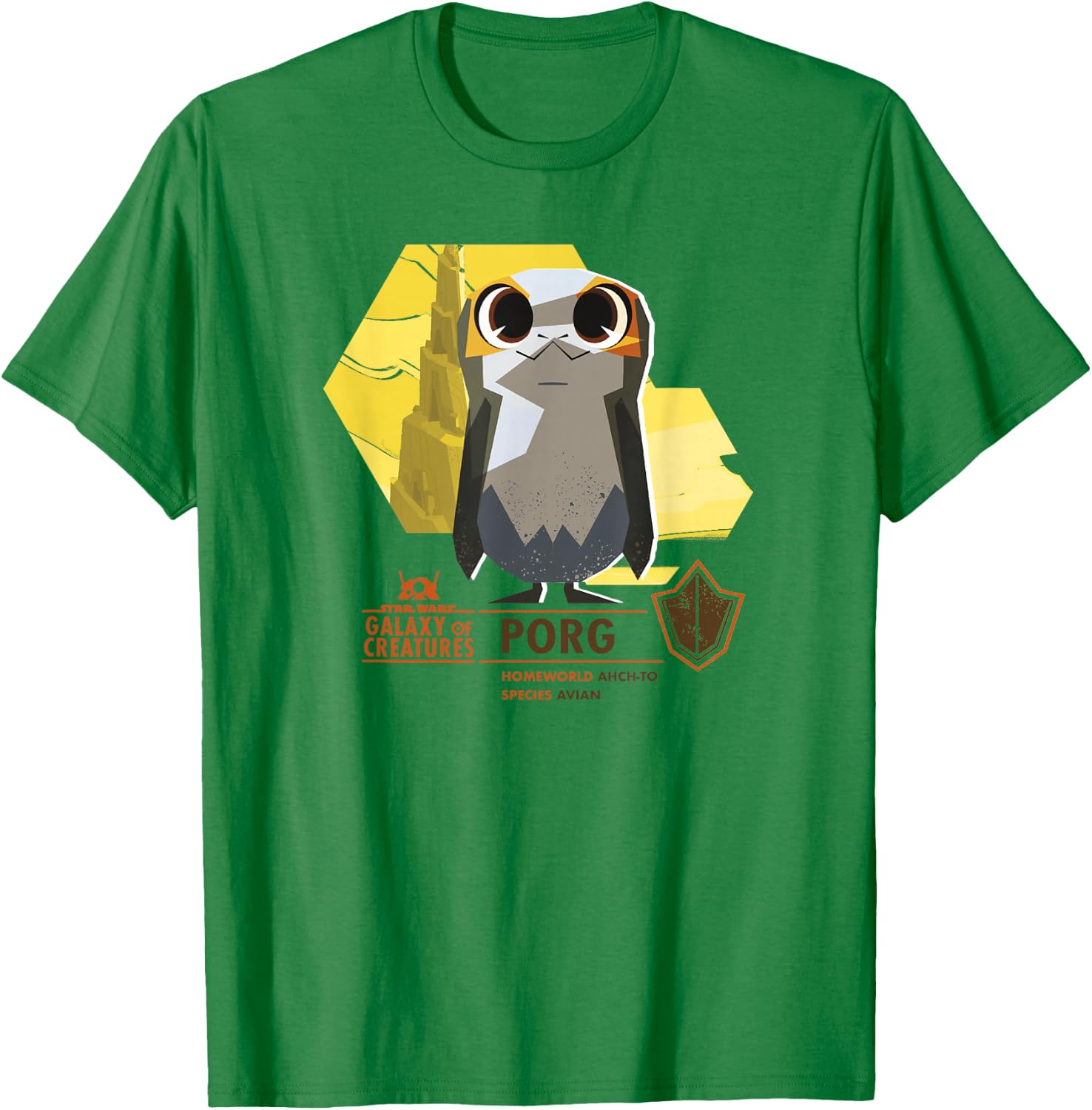 Star Wars Galaxy Of Creatures Porg Poster T-Shirt - T-Shirt | Irish Green