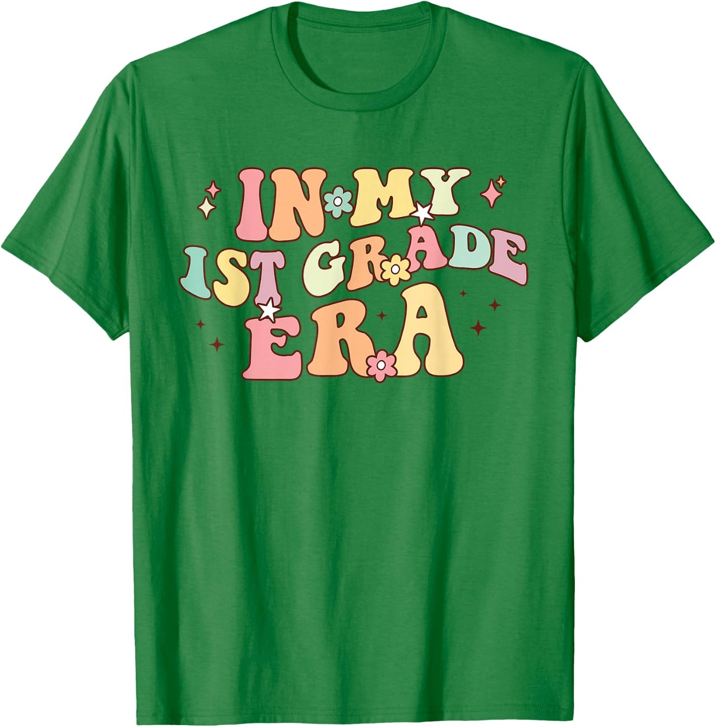 In My First Grade Era Retro Back To School Teacher Student T-Shirt - T-Shirt | Irish Green