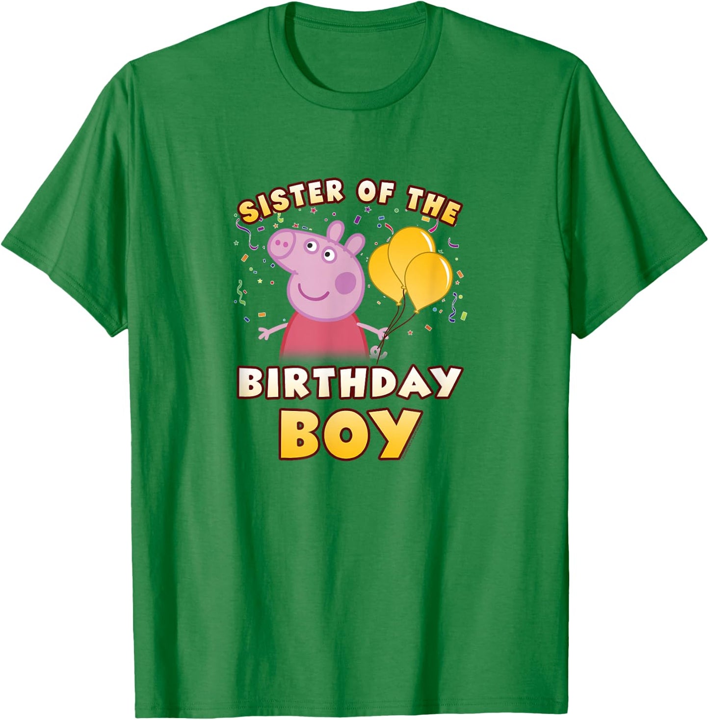 Peppa Pig Sister Of The Birthday Boy Holiday Confetti Logo T-Shirt - T-Shirt | Irish Green