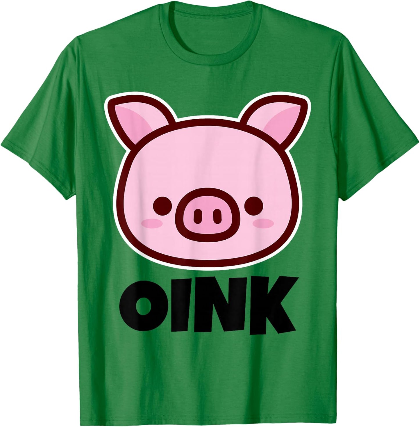 OINK Cute Childrens Pig Design for Kids | Cartoon Pig Face T-Shirt - T-Shirt | Irish Green